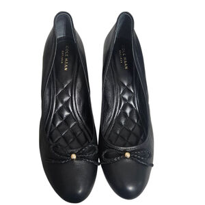 COLE HAAN Tali Grand Black Leather Wedge Shoes Sz 9.5 Excellent Condition!!